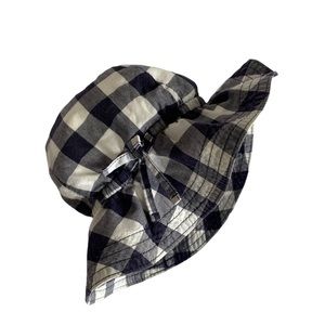 Baby Gap Navy Blue/White Buffalo Plaid Bucket Hat Lightweight Size 12-18 Months